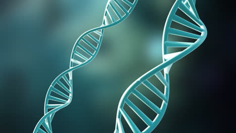 animation of dna strands spinning with copy space over dark background