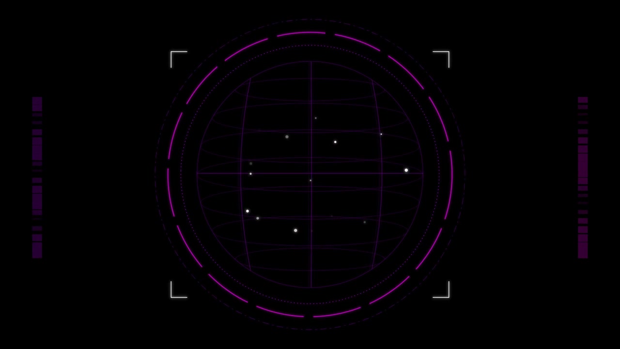 Futuristic Digital Globe Interface with Rotating Grid and Data Points