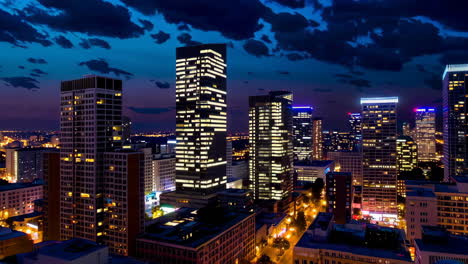 city skyline at dusk