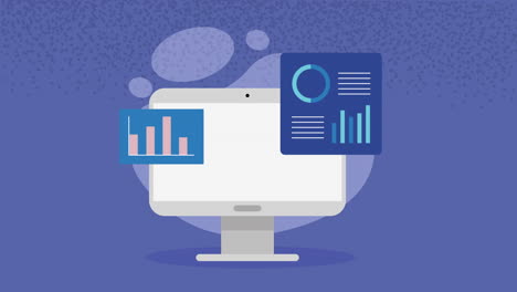 Computer Screen with Data Visualization Charts