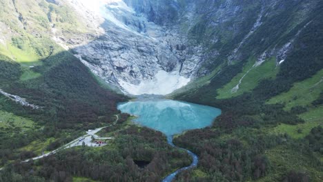 Boyabreen-glacier-and-lake-beneath-it-in-Norway