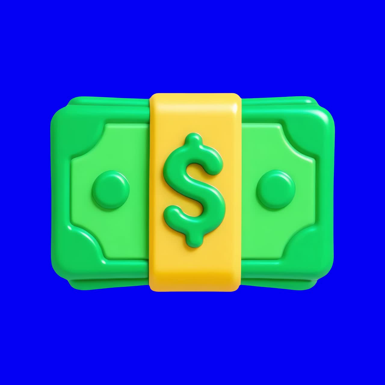 Colorful 3D money icon animation, transparent 4K video, green screen