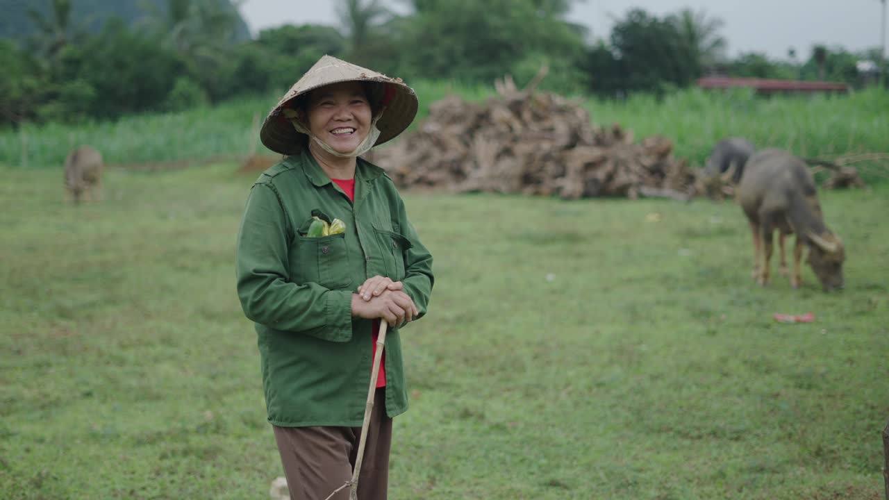 Smiling Farmer Woman in a Field