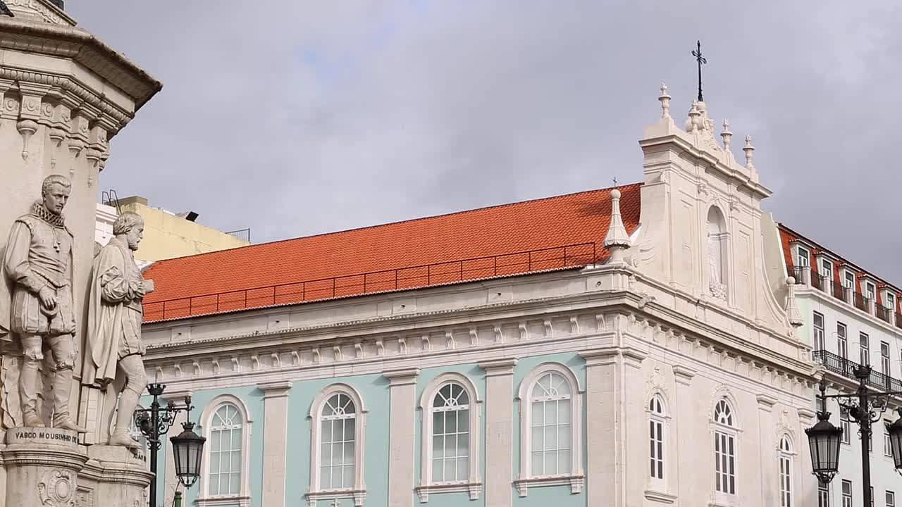 Building at Camoes Plaza in Lisbon, Portugal