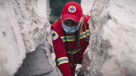 rescue workers at disaster site