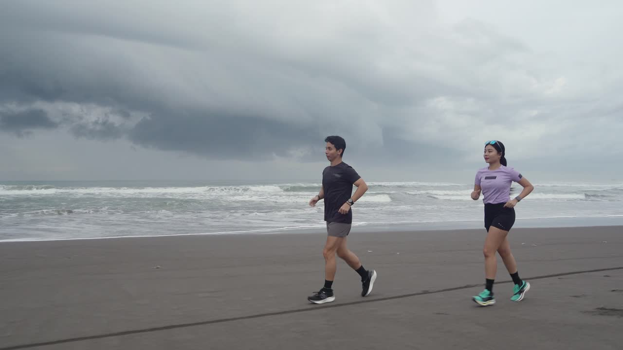 해변에서 실행하는 몇