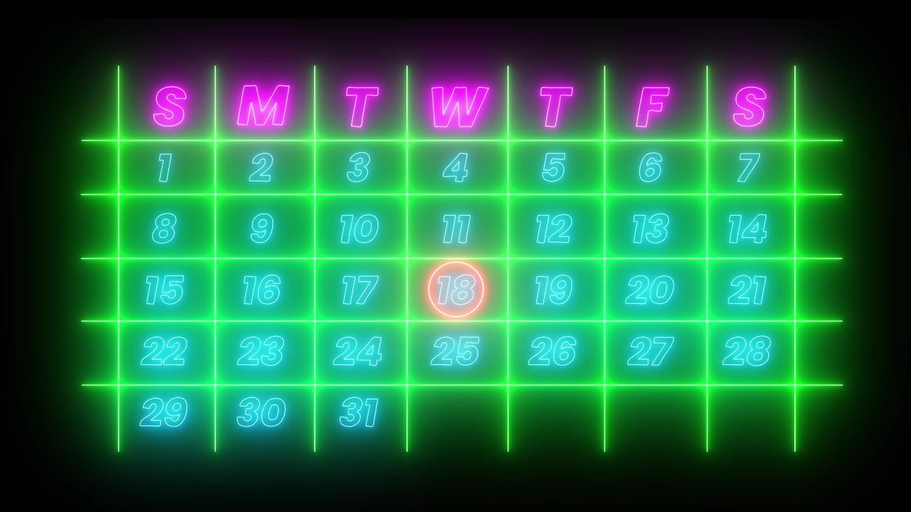 Calendario al neon