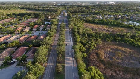aerial journey down Lakewood Ranch boulevard near sunset