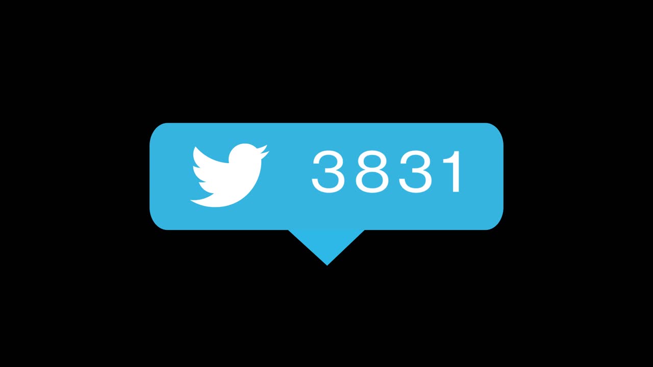 Twitter tweet logo icon counter likes followers instagram 4k 3d green screen loop animation