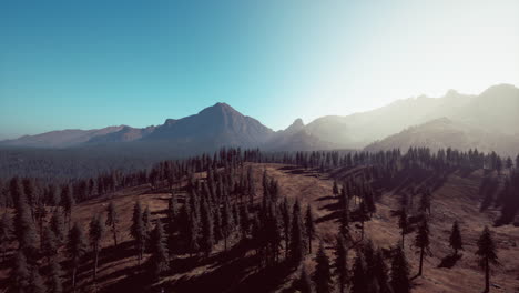 Landscape-view-of-the-mountain-range-with-trees-in-the-fall