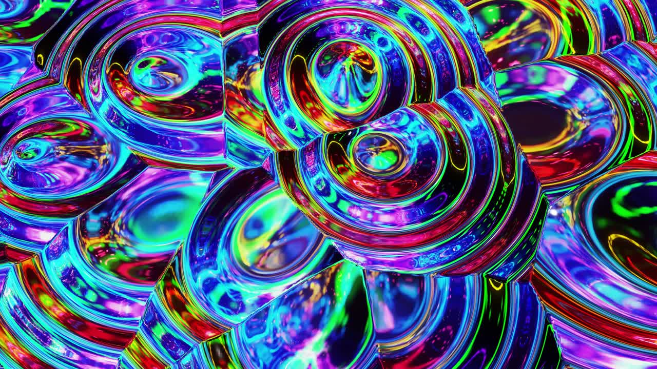 patrón líquido como ondas en movimiento en bucle. 3d elegante abstracto iridescente bg de superficie ondulada como vidrio líquido brillante con arco iris hermosos colores de gradiente. 4k animado fluido colorido de moda.
