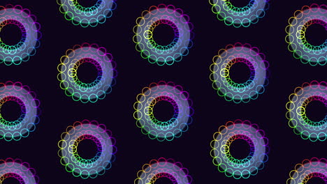 rainbow abstract flowers pattern on black gradient