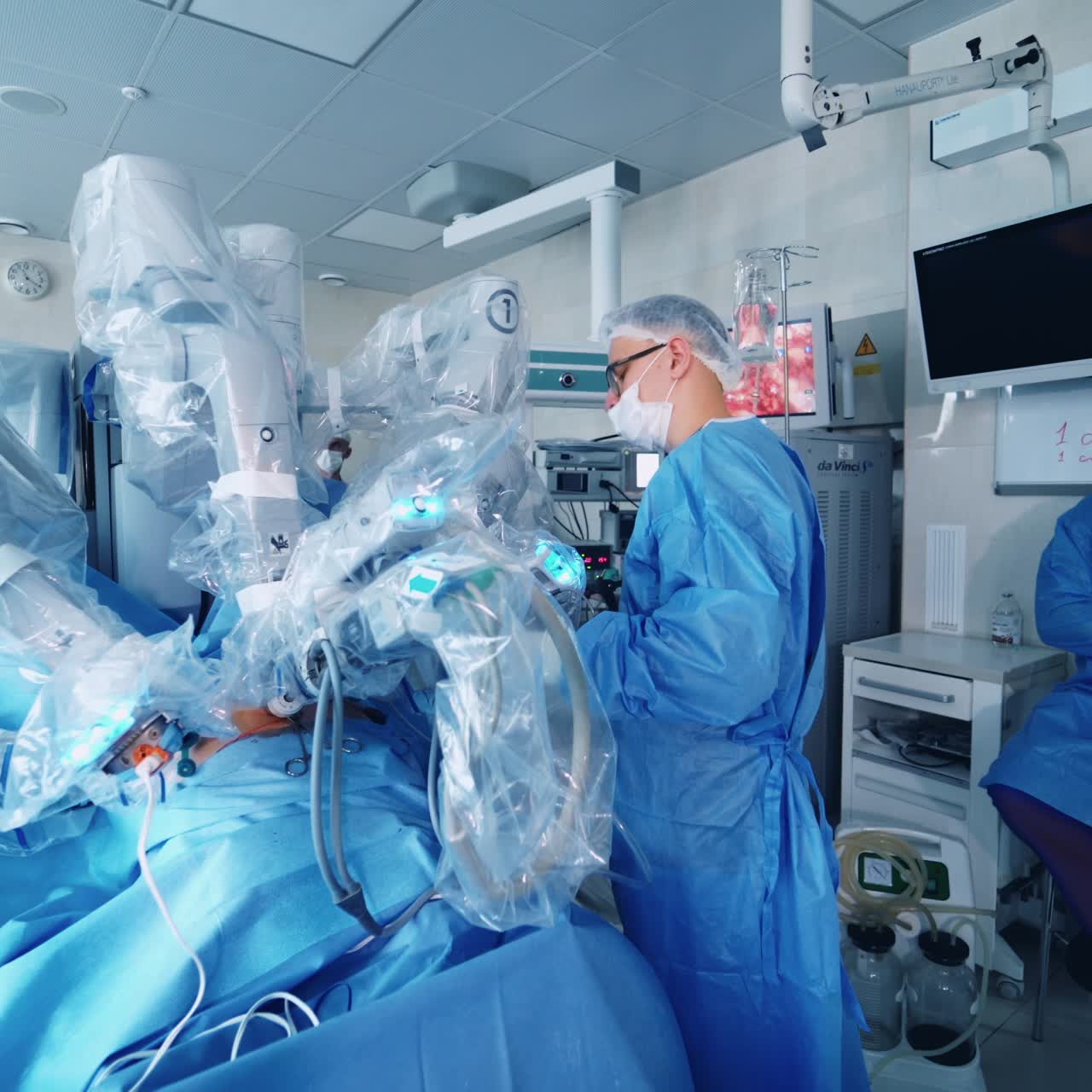 Robot assisted surgical system. Medical robot. Surgery in the operating robotic technology