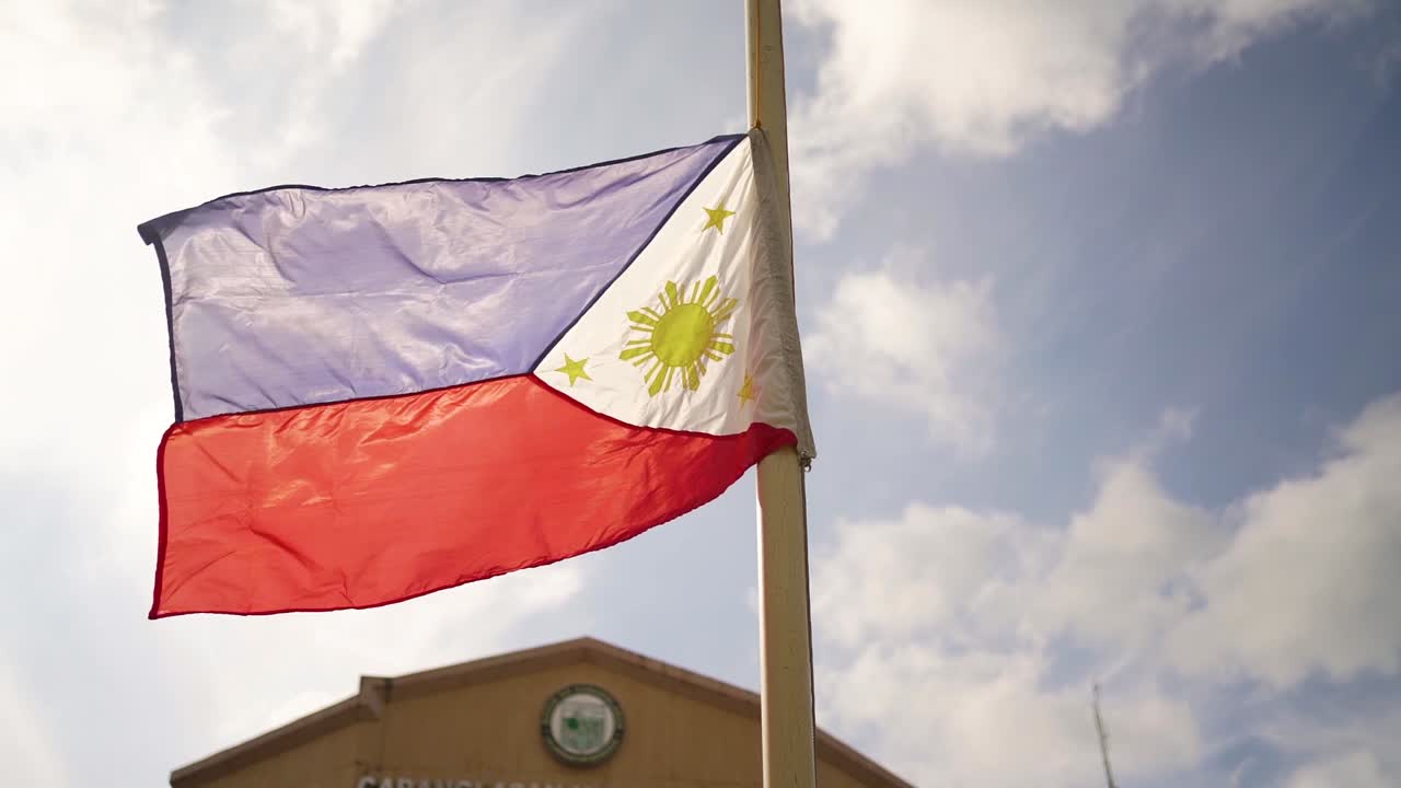Philippine flag on a flag pole