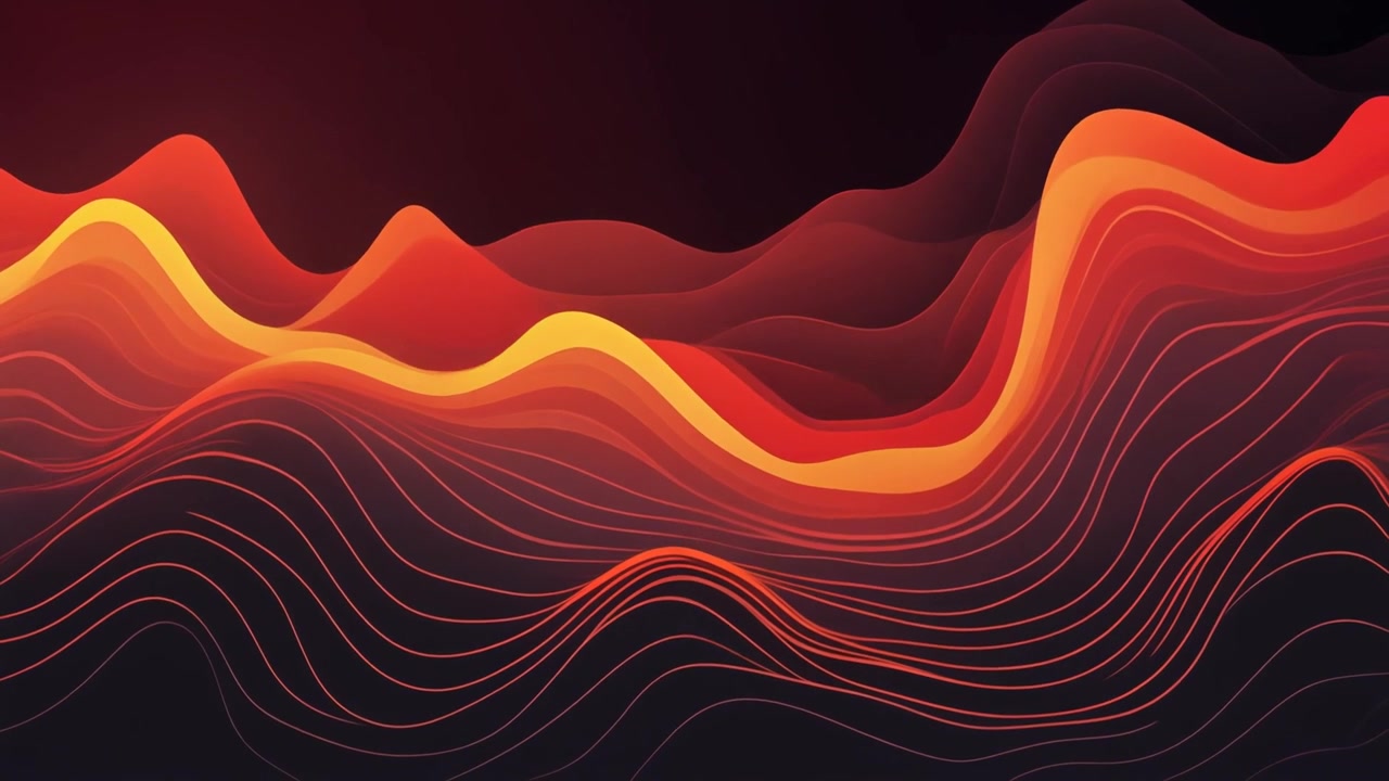 Abstract Red and Orange Wavy Lines Motion Background