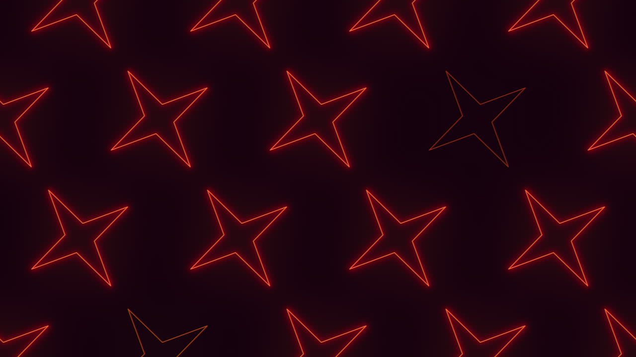patrón de estrellas de neón rojo sobre degradado negro