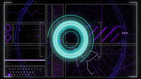 animación del procesamiento de datos con escaneo de alcance sobre fondo negro