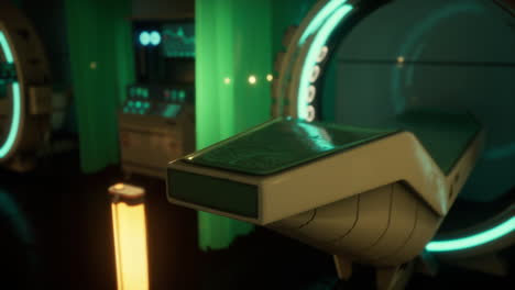 futuristic hospital room with advanced tech and a glowing vibe