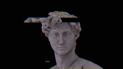 3d abstract sculpture david michelangelo. glitch art, vaporwave statue