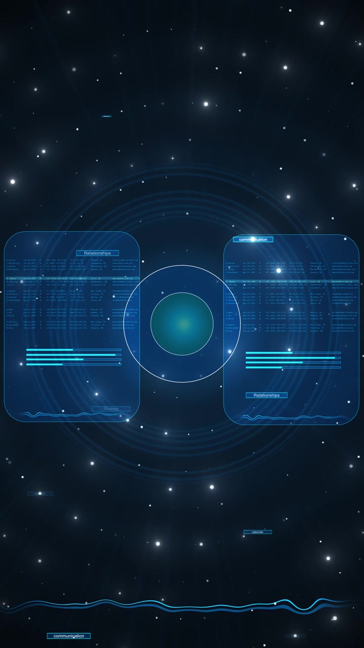 Radar rings interface windows luminous graphs virtual control screen business intelligence systems