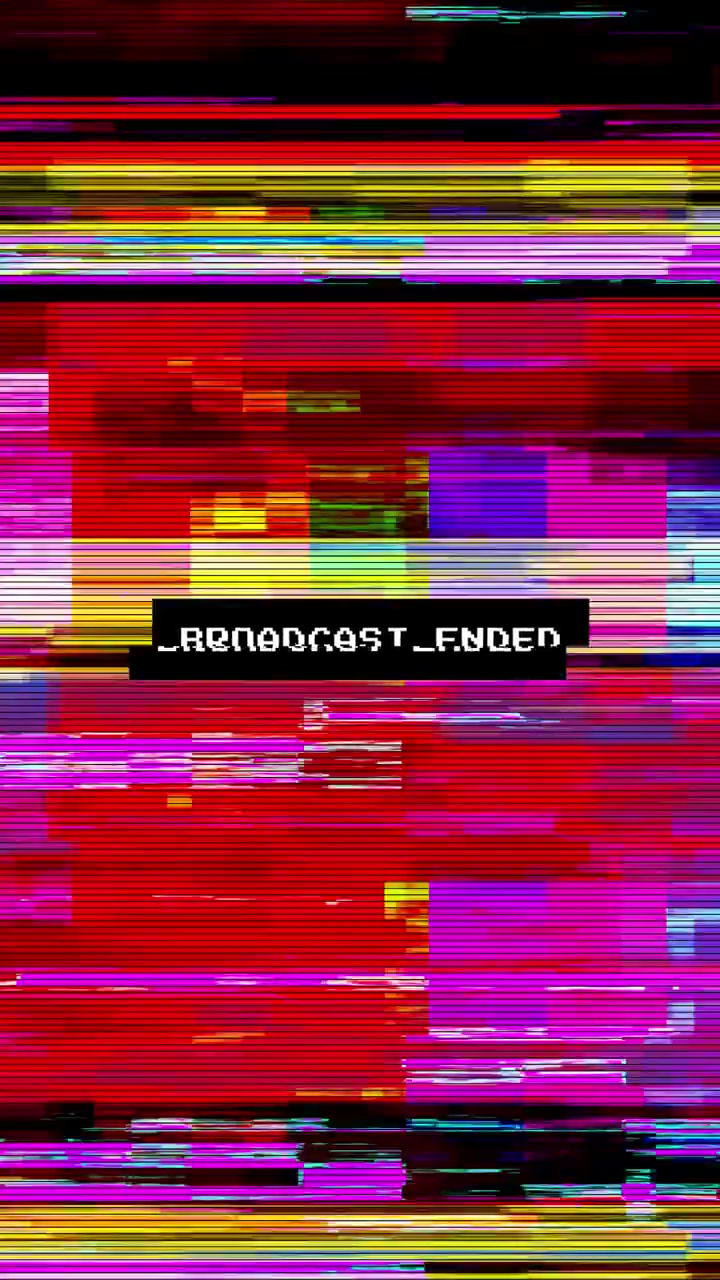 Digital Glitch Effect with Broadcast Ended Text Overlay