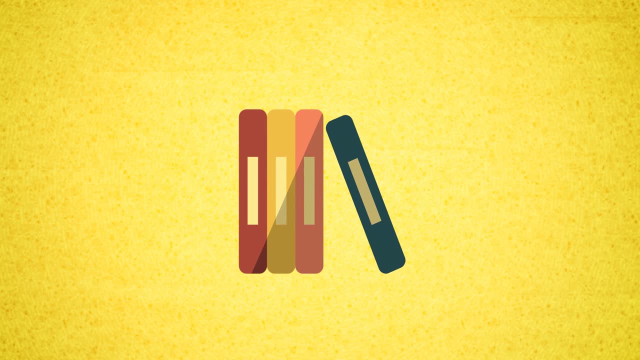 Animation of books icon moving on yellow background