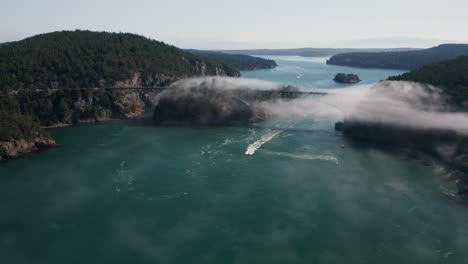 whidbey island at deception pass bridge - 4k drone push