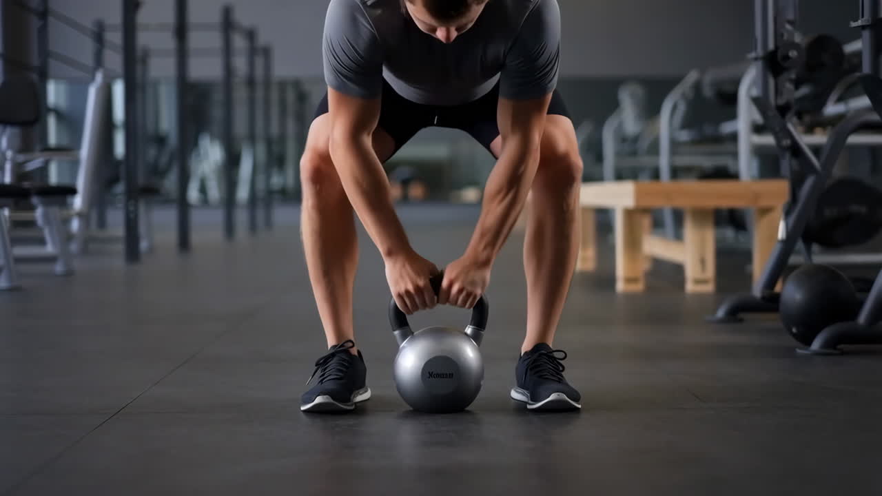 Kettlebell workout in the gym