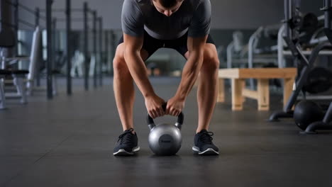 kettlebell workout in the gym