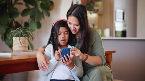 Mother,-child-and-cellphone-talking-for-smile