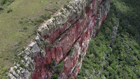 geological rock strata seen in limestone cliff escarpment in bolivia