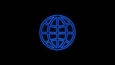 animated icon of neon globe. flat blue symbol of planet. concept of net, web, internet, ecology.