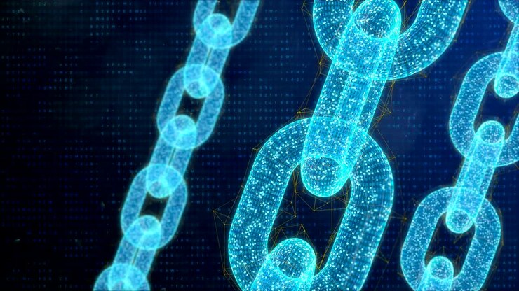 Blockchain, kryptografi koncept, programmeringskode baggrund