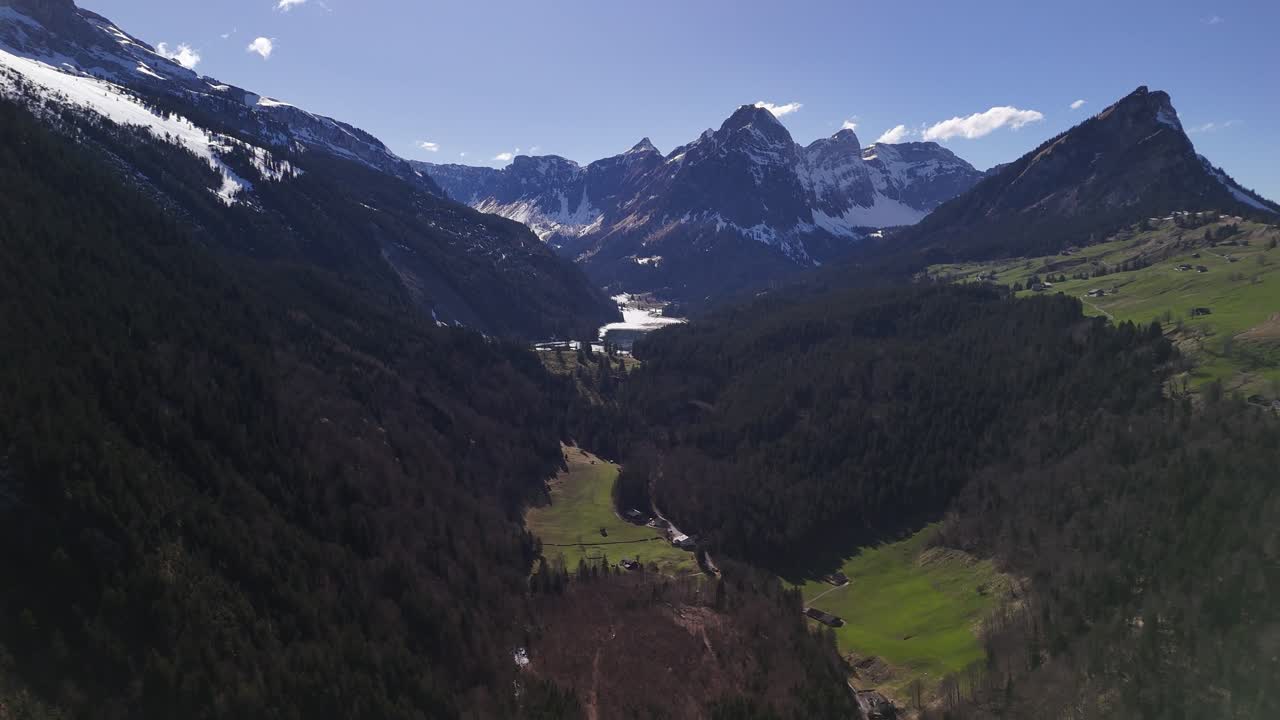 Outdoor Swiss Alps snowy peak high altitude Switzerland nature region aerial drone