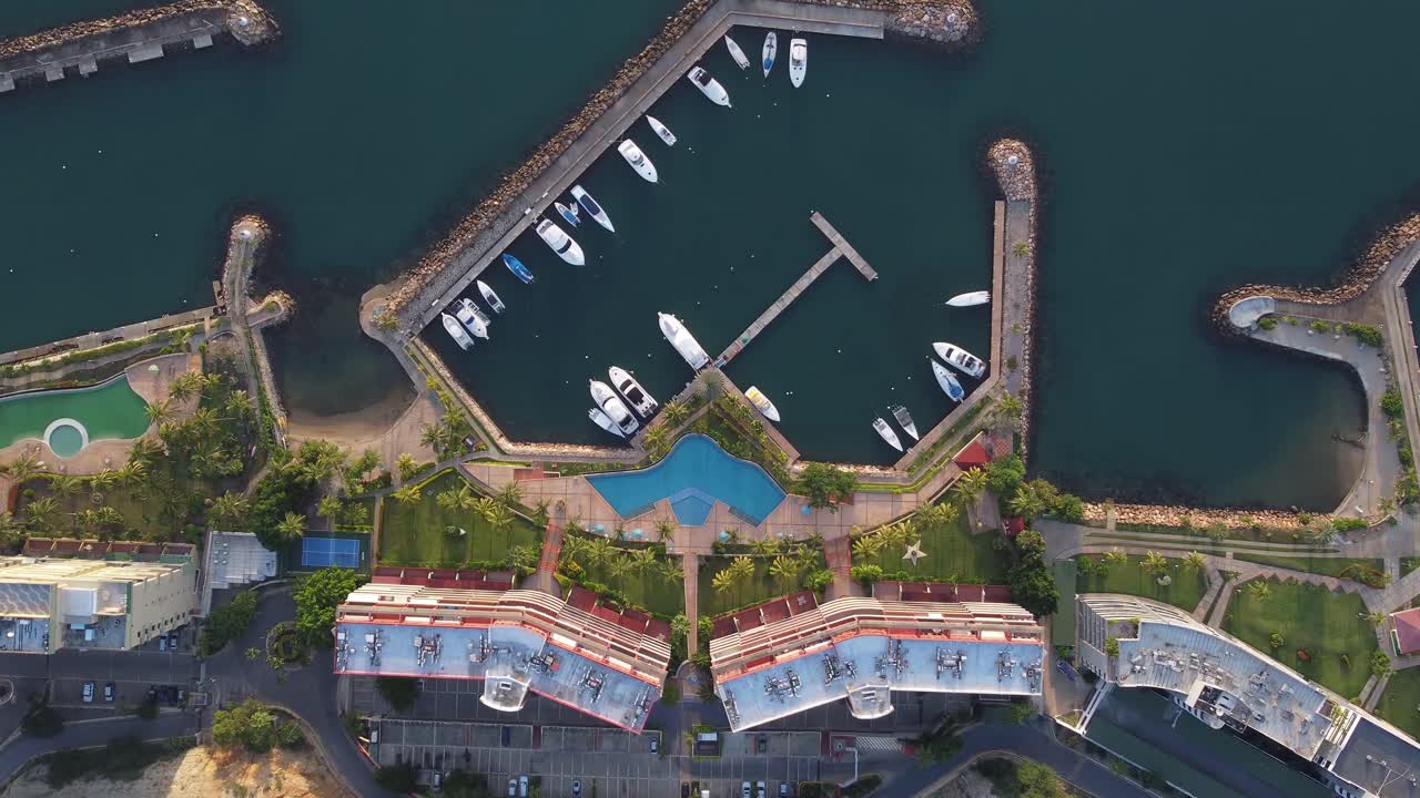 Overhead aerial view of a residential complex located on El Morro hill in Lecheria, north of Anzo&aacute;tegui State, Venezuela