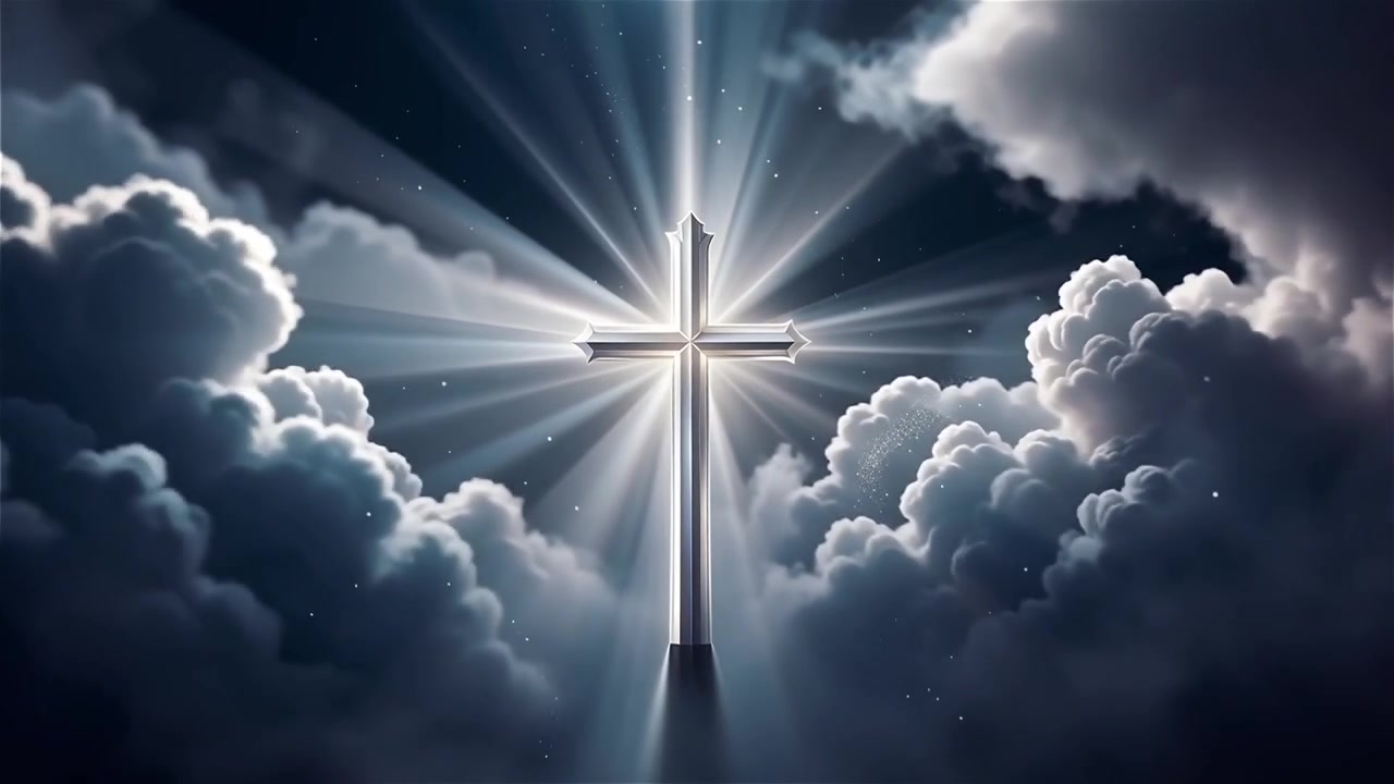 Christian Cross Heavenly Light Worship Background