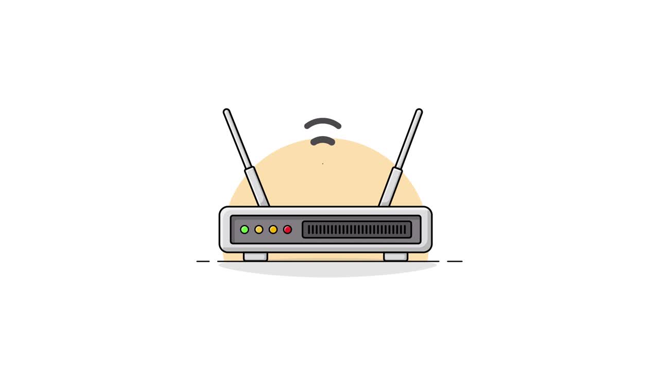 Router Wi-Fi animato con antenne e segnale wireless