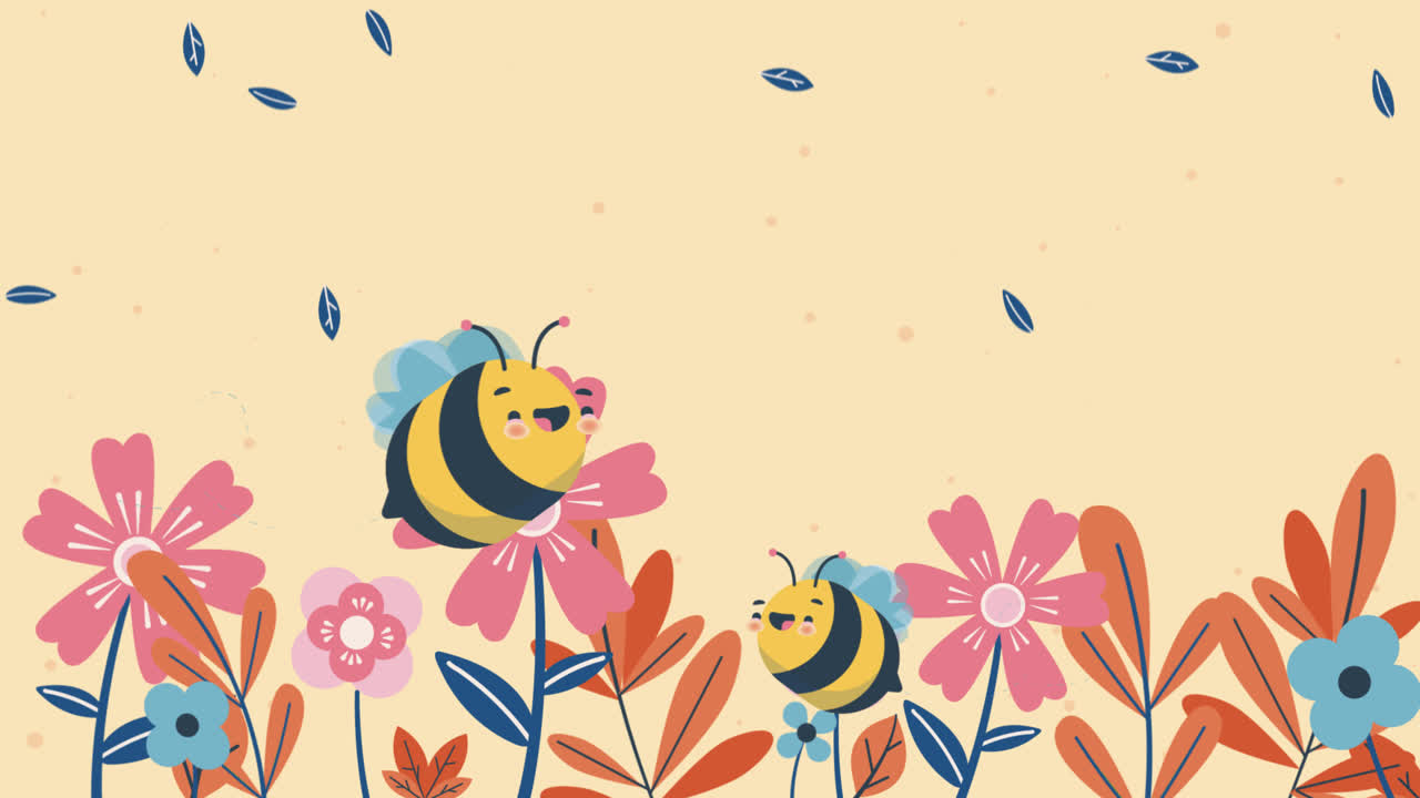 анимация милого ребенка, похожего на пчелу, настольный обои