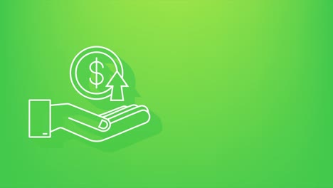 dinero de ganancias en la sombra o presupuesto. efectivo y gráfico ascendente flecha en las manos. ganancias de capital, beneficio. gráfico de movimiento