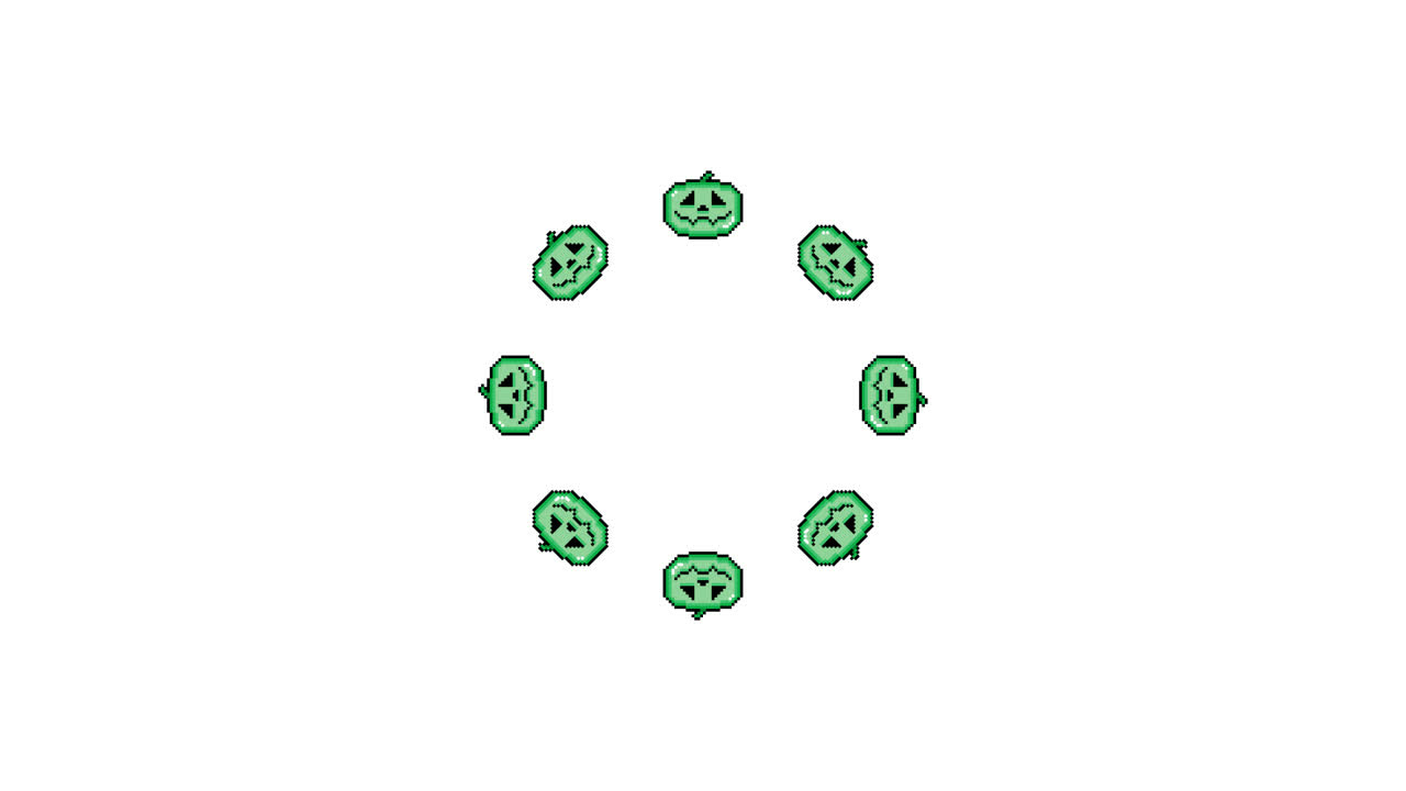 Pixel Art Jack o lantern Spinning Circle Animated Overlay Transparent 30fps (6)