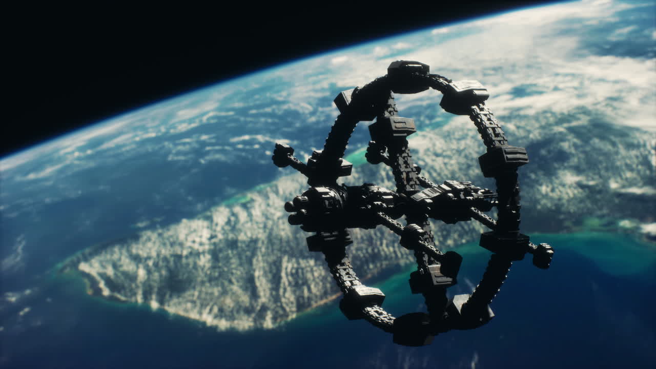 la nave espacial masiva toma posición sobre los elementos de la tierra proporcionados por la nasa