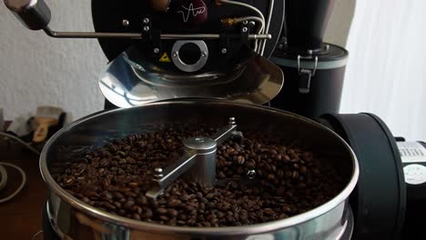 slow motion shot of roasting process of freshly roasted coffee in mexico