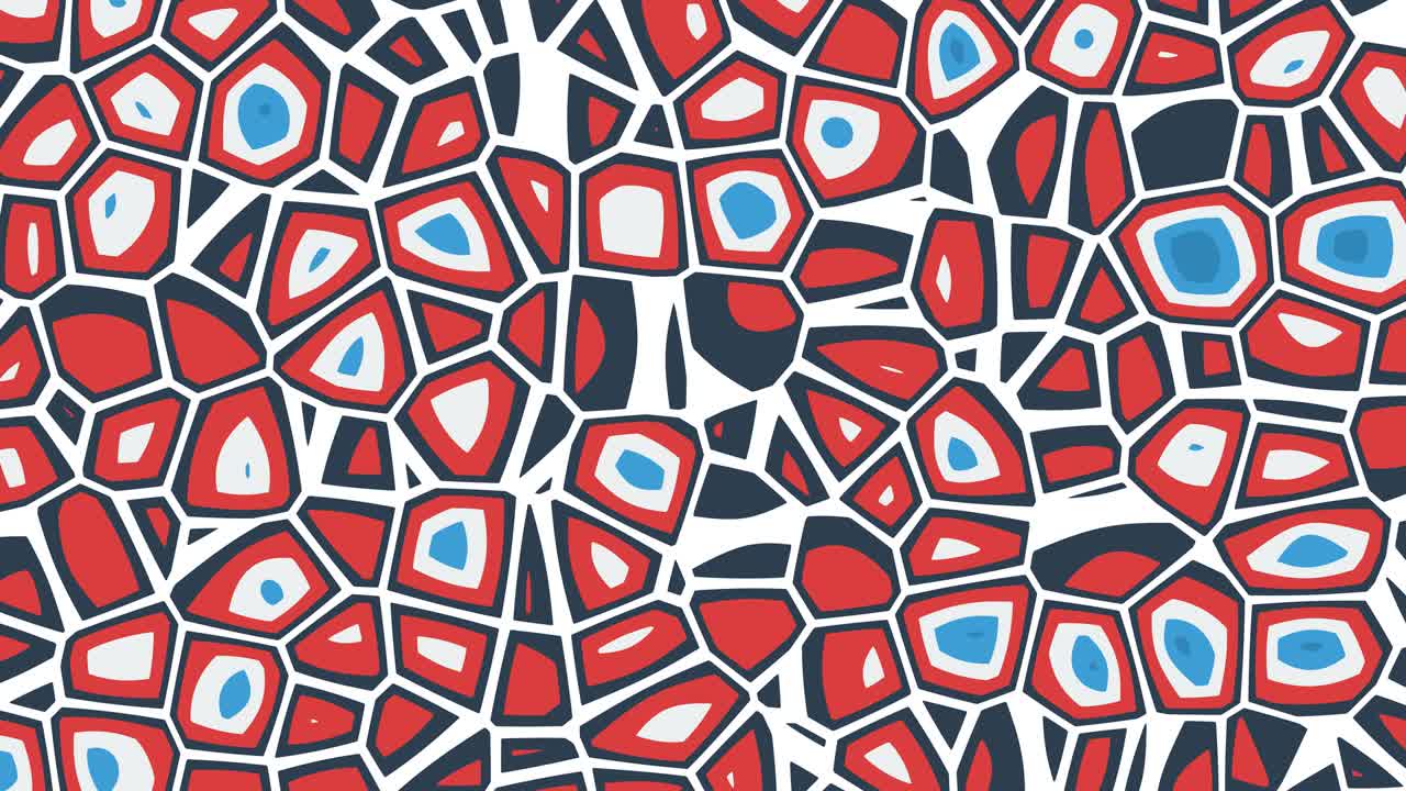 animación abstracta de coloridas formas geométricas en movimiento rojas, azules y blancas. fondo animado de bucle sin costuras, papel tapiz.