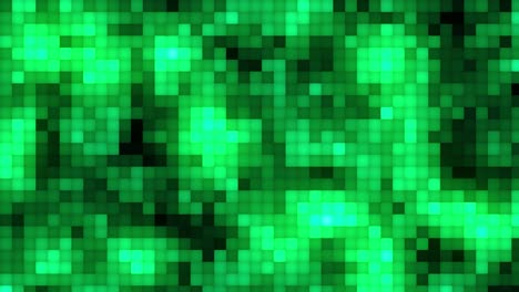 futuristic green pixelated tiles mosaic. pixel block background. technology squares motion with dynamic shine light. abstract seamless loop background