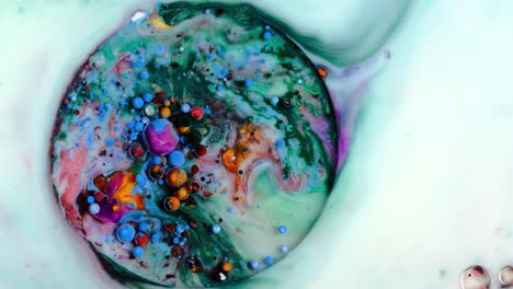 colorful paint and bubbles abstract background 4k video