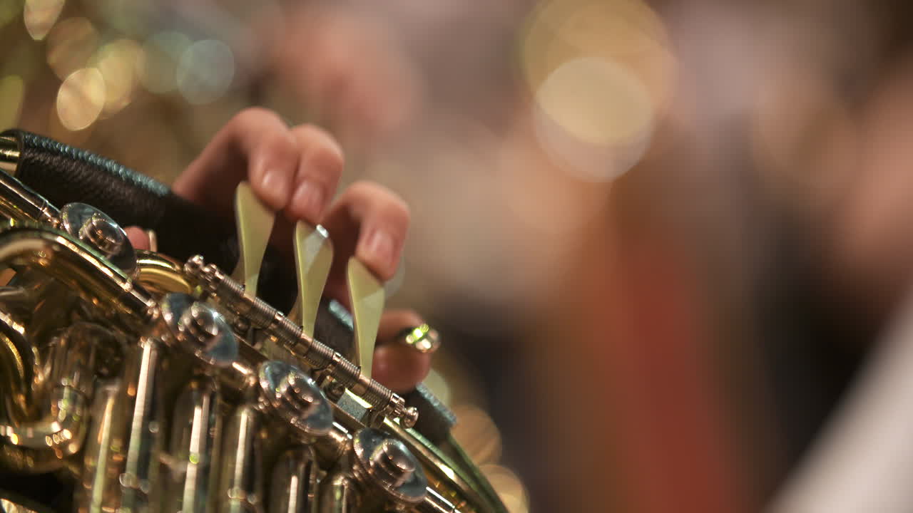Man Playing French Horn at Elegant Classical Music Concert