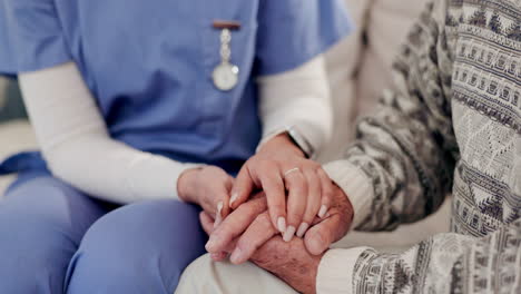 senior, hand and nurse with holding hands