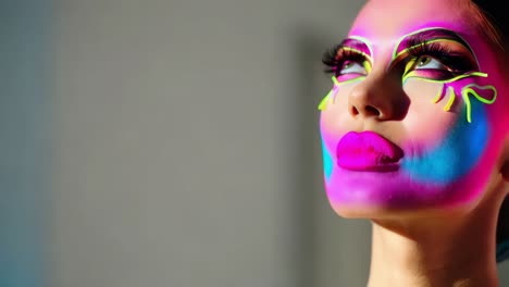 vibrant colorful face art makeup