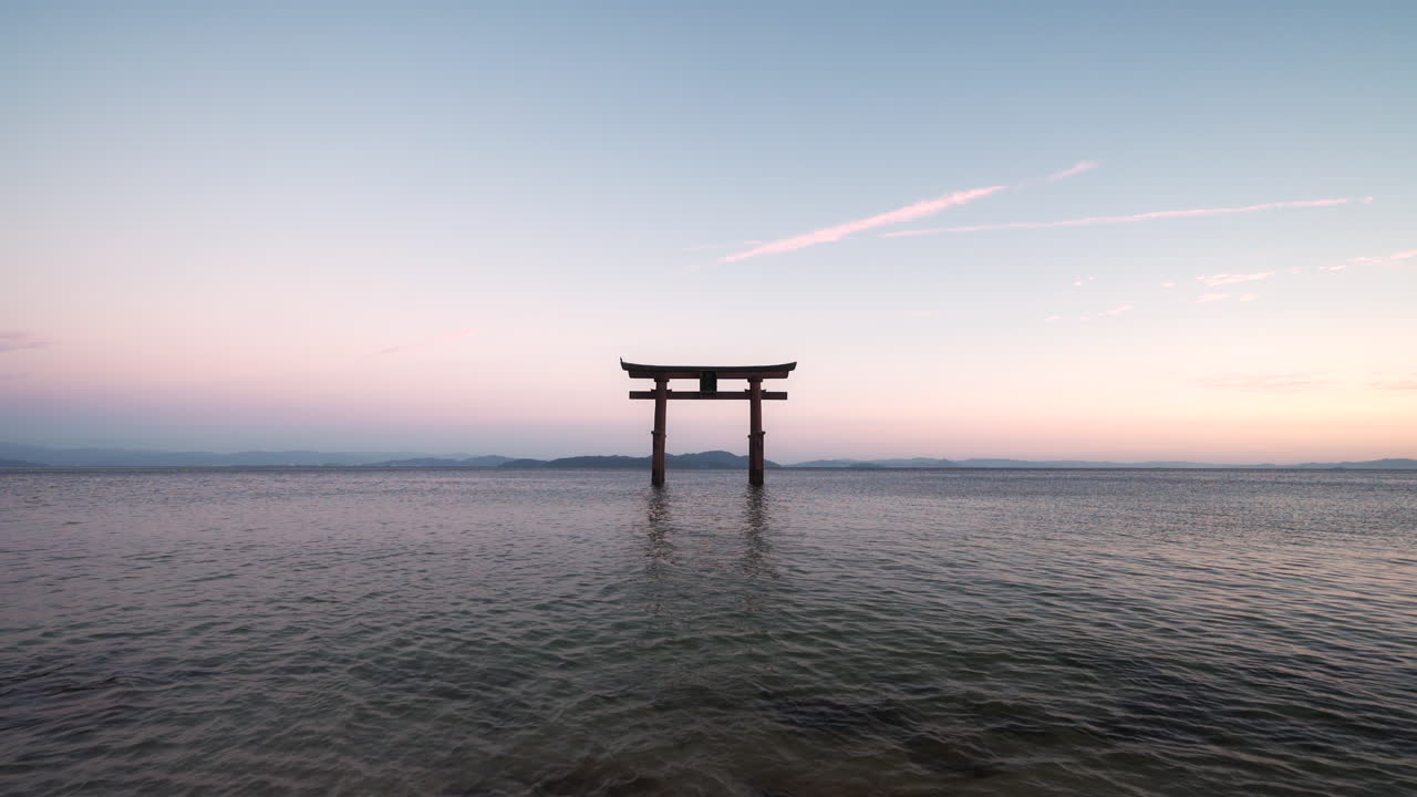 Japan Jinja shrine in water 4k