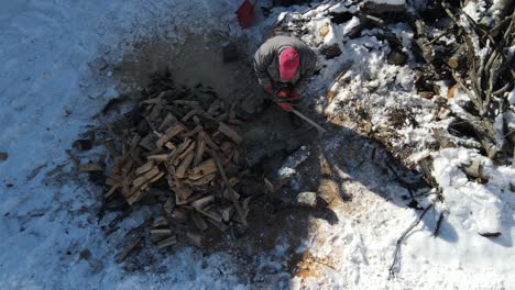 the man who cuts wood in winter